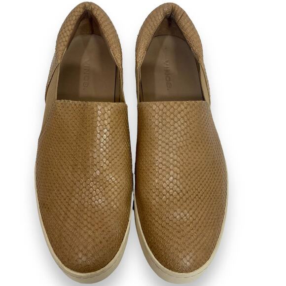 Vince Warren Slip-On sneakers ladies 8.5 Platform Snakeskin Embossed tan leather - Picture 3 of 11